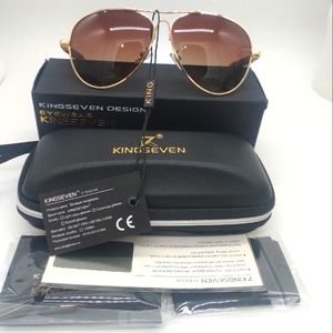 Unisex Kingseven Designer Sunglasses Gold Gradient Brown